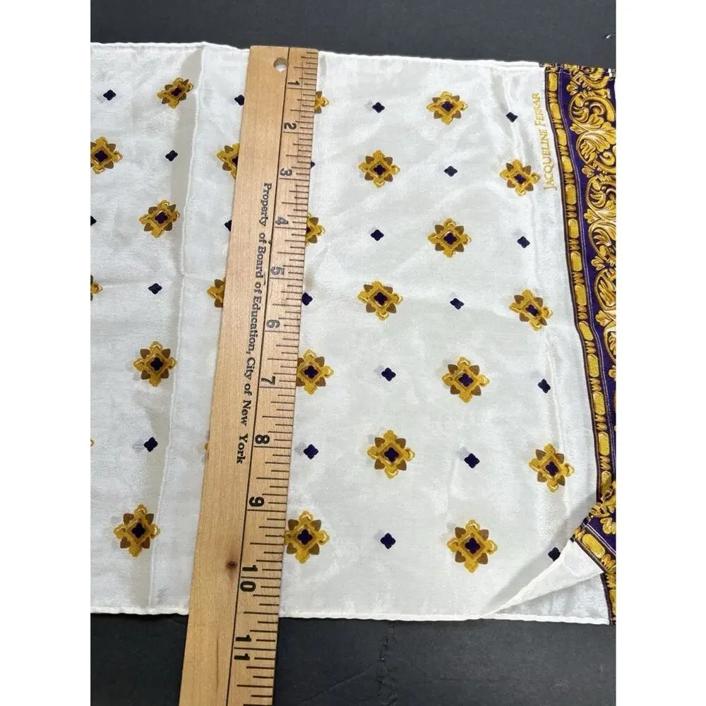 Jaquiline Ferrar Silk Scarf Ivory Gold Print 11/52